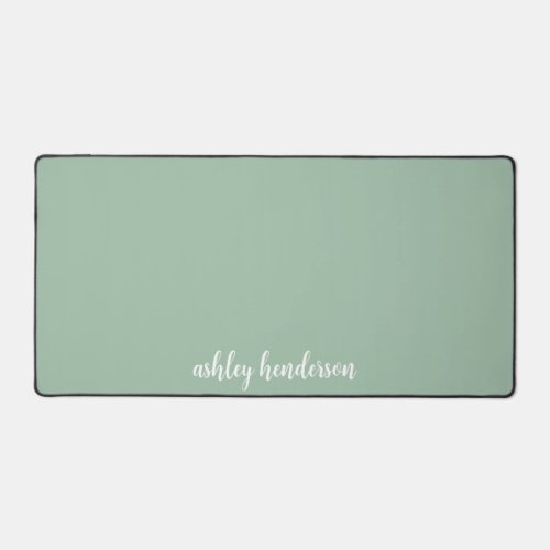 Cute Preppy Pastel Green Full Name Monogram Desk Mat