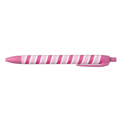 Cute Preppy Pink and White Stripes  Black Ink Pen