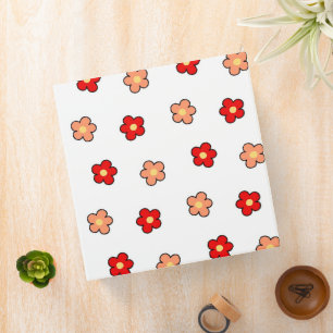 Cute Preppy Pink Red Flower Pattern 3 Ring Binder