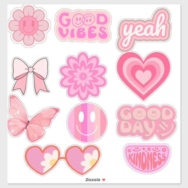 cute preppy pink sticker (Sheet)