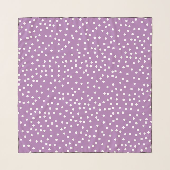 Cute & Preppy Polka Dots Purple Scarf (Front (Horizontal))