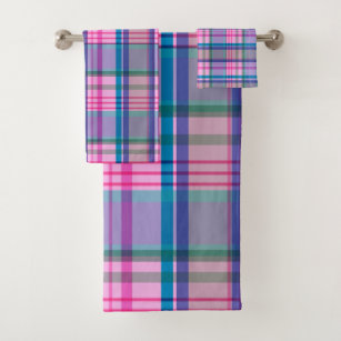 Gingham Check Black Bath Towel Set, Zazzle