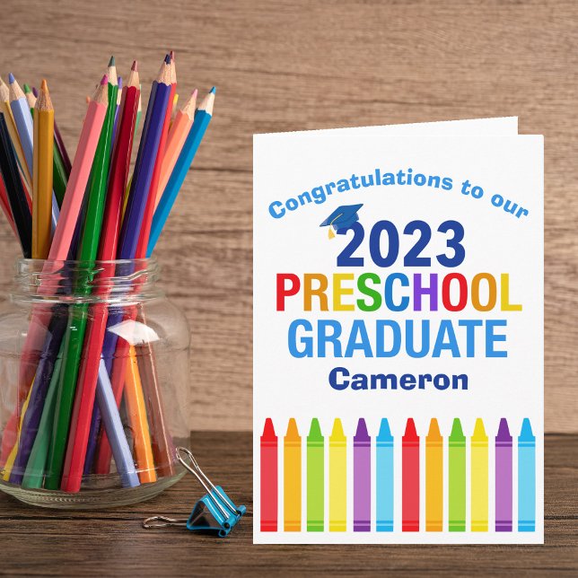 Cute Preschool Graduate Custom 2023 Graduation Card (Creator Uploaded)