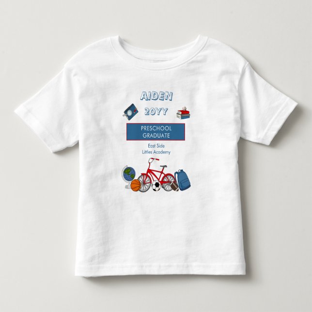 Cute Preschool Graduation Name | Year | School Tod Toddler T-shirt (Front)