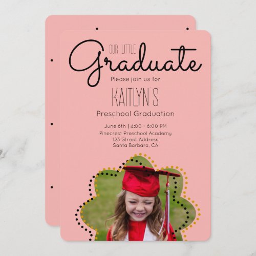 Cute Preschool Kindergarten Kids Photo Graduation Invitation