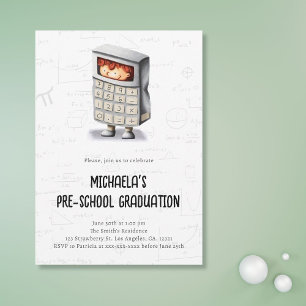 Cute Preschool Math Kids Graduation Party Invitation