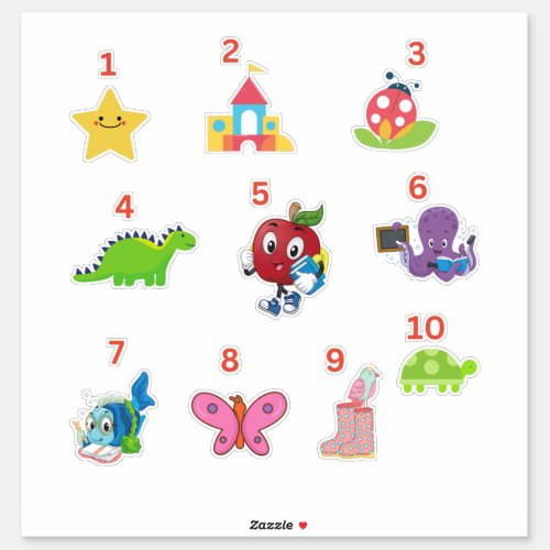 Cute Preschool Numbers 1_10 Vinyl Stickers
