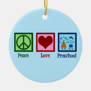 Cute Preschool Teacher Peace Love Pre-K Ceramic Ornament