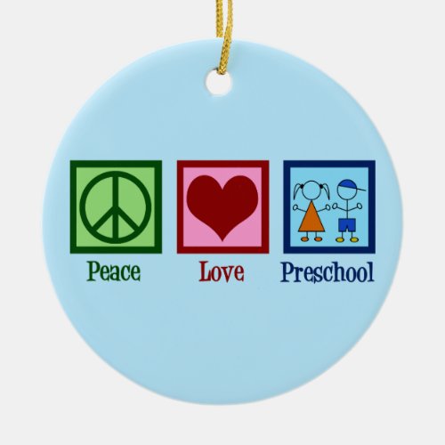 Cute Preschool Teacher Peace Love Pre_K Ceramic Ornament