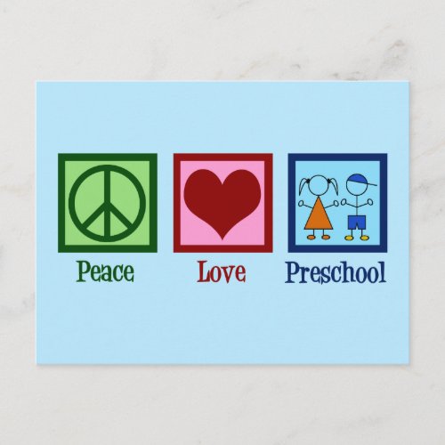 Cute Preschool Teacher Peace Love Pre_K Postcard