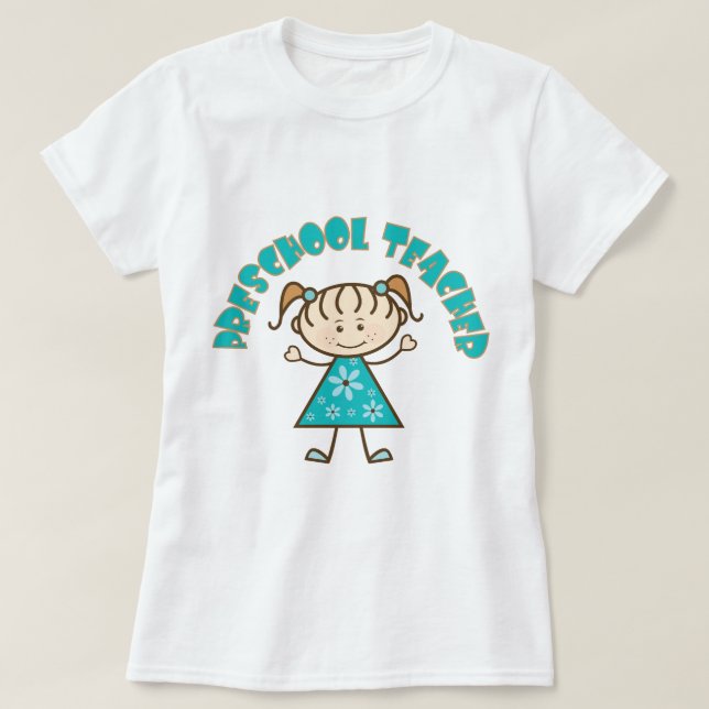 Cute Preschool Teacher T-Shirt (Design Front)
