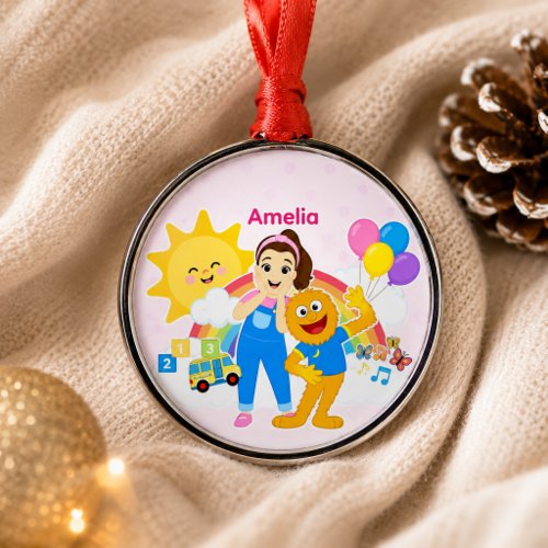Cute Preschool Teacher Toddler Birthday Party Metal Ornament
