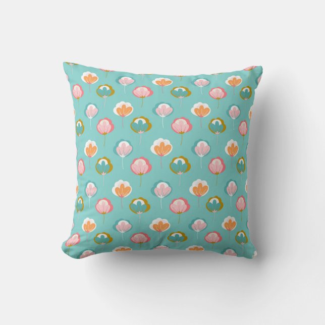 Cute pretty baby blue leaf pattern  throw pillow (Front)