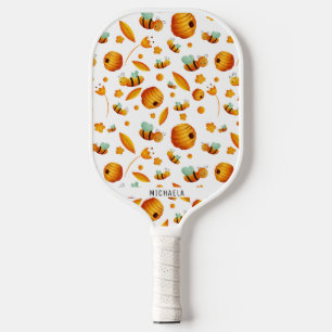Cute Pretty Bee Personalize Pattern Pickleball Paddle