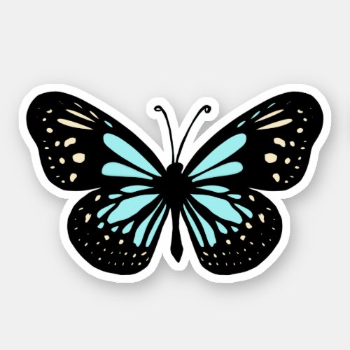 Cute Pretty Black and Blue Butterfly Sticker
