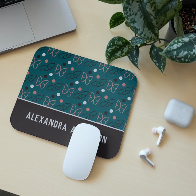 Cute Pretty Blue Gray/Grey Butterfly Art Pattern Mouse Pad (Creator Uploaded)