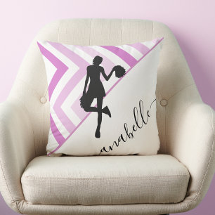 Cute & Pretty Cheerleading Theme Cheer Coach Name Throw Pillow