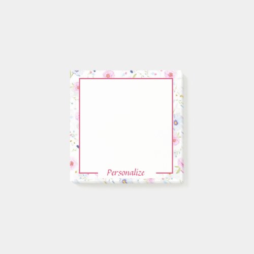 Cute Pretty Dainty Pink Blue Floral Flowers Post_it Notes