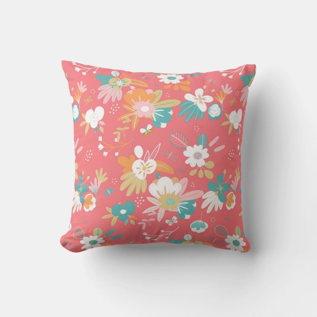 Cute pretty floral  throw pillow (Front)