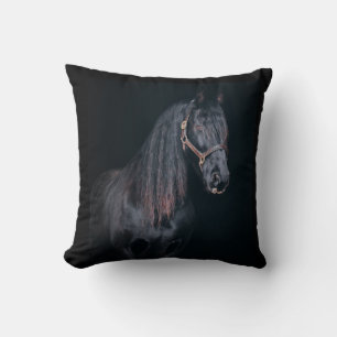 Cute pretty foal horse black background throw pillow