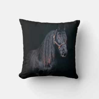 Cute pretty foal horse black background throw pillow