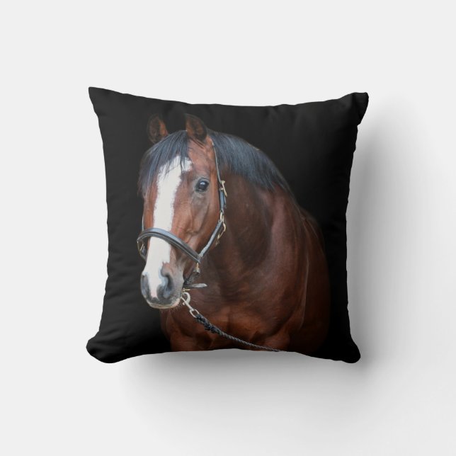 Cute pretty foal horse black background throw pillow (Front)