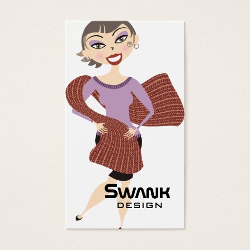 Customizable Cute pretty girl giant scarf knitting crochet business cards