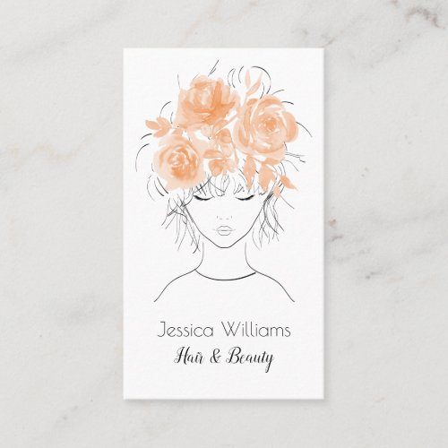 Cute pretty girl peach watercolor roses_Floral Appointment Card