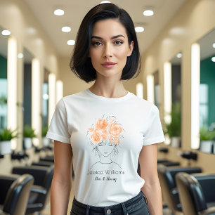 Cute pretty girl peach watercolor roses-Floral T-Shirt