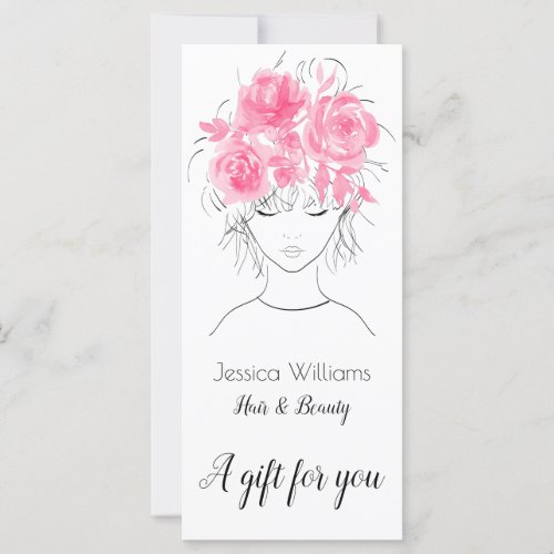 Cute pretty girl with pink watercolor roses_Floral