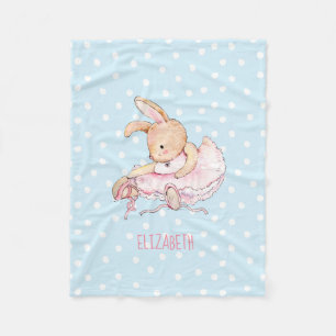 Cute Pretty Girly Ballerina Rabbit Girls Named Fleece Blanket