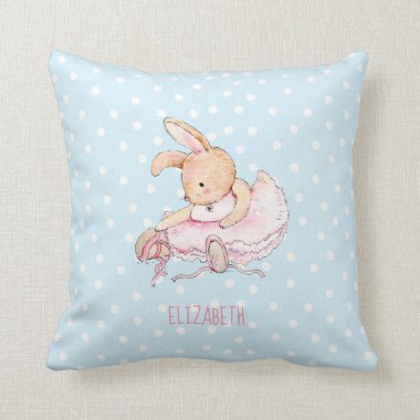 Cute Pretty Girly Ballerina Rabbit Girls Named Throw Pillow