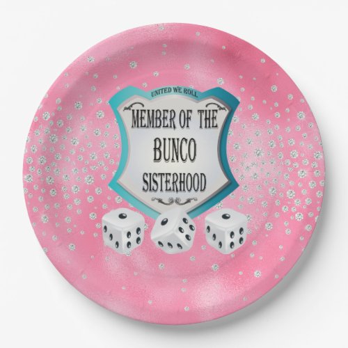 Cute Pretty Girly Pink Bunco Dice Party Paper Plates