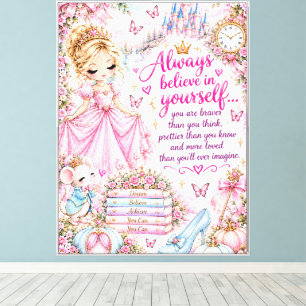 Cute Pretty Girly Pink Princess Fairytale Floral Canvas Print