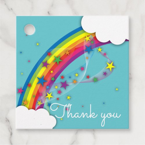 Cute Pretty Girly Rainbow Stars Sky and Clouds   Favor Tags