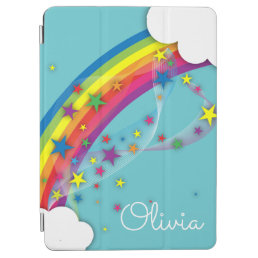 Cute Pretty Girly Rainbow Stars Sky Clouds &amp; Name iPad Air Cover