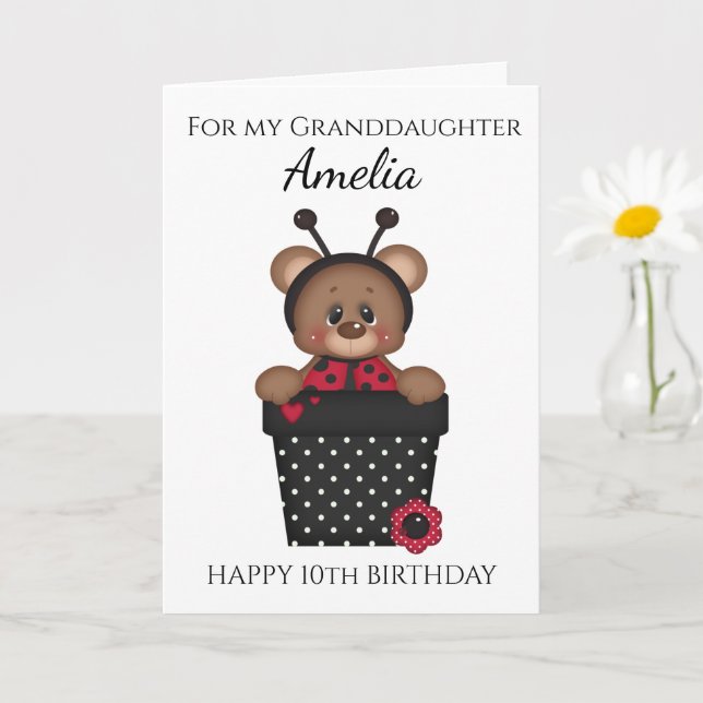 Cute Pretty Granddaughter Ladybug Kids Birthday  Card (Small Plant)
