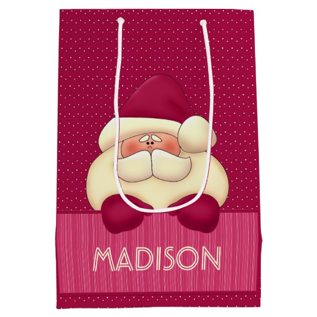 Cute Pretty in Pink Girly Santa Theme Medium Gift Bag (Back)