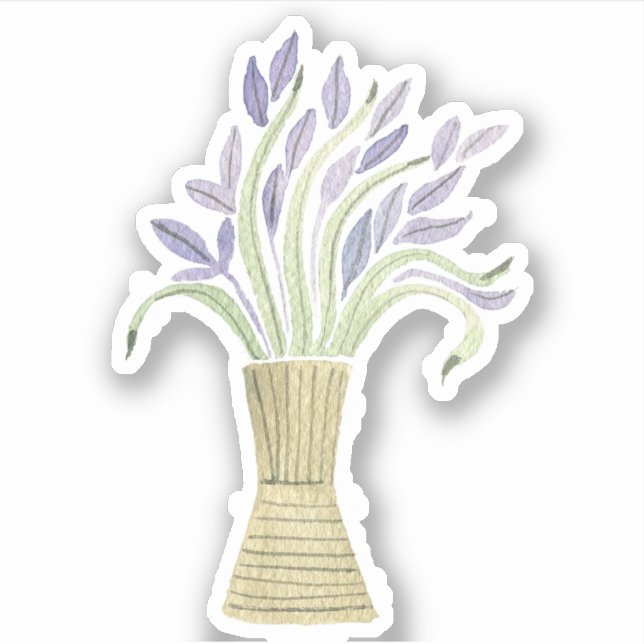 Cute Pretty Lavender Floral Sticker (Front)