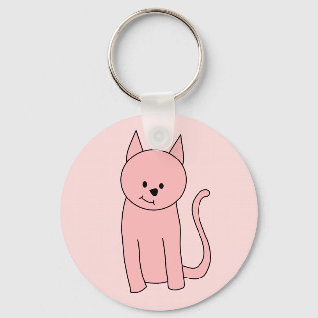 Cute Pretty Pink Cat Keychain (Front)