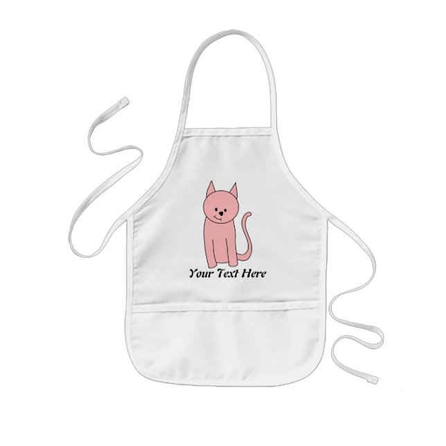 Cute Pretty Pink Cat Kids' Apron (Front)