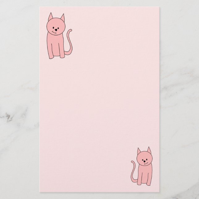 Cute Pretty Pink Cat Stationery (Front)