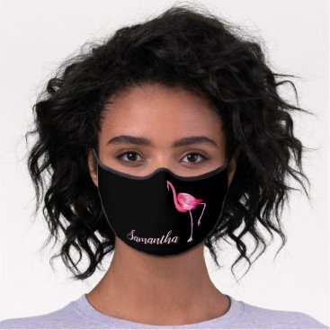 Cute Pretty Pink Flamingo Name Personalized Premium Face Mask
