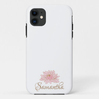 Cute Pretty Pink Floral Personalized Name  iPhone 11 Case
