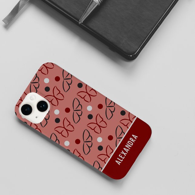 Cute Pretty Pink Gray/Grey Butterfly Art Pattern Case-Mate iPhone Case (Creator Uploaded)