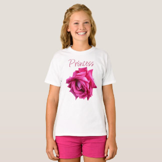 Cute pretty pink rose floral girly Princess fun T-Shirt