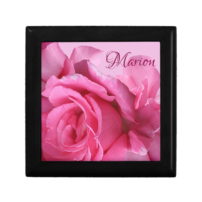 Cute pretty pink roses girly floral beautiful glam gift box (Front)