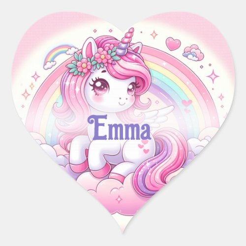 Cute Pretty Pony with Hearts Heart Sticker