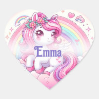 Cute Pretty Pony with Hearts Heart Sticker