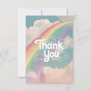 Cute Pretty Rainbow and Clouds Thank You Card